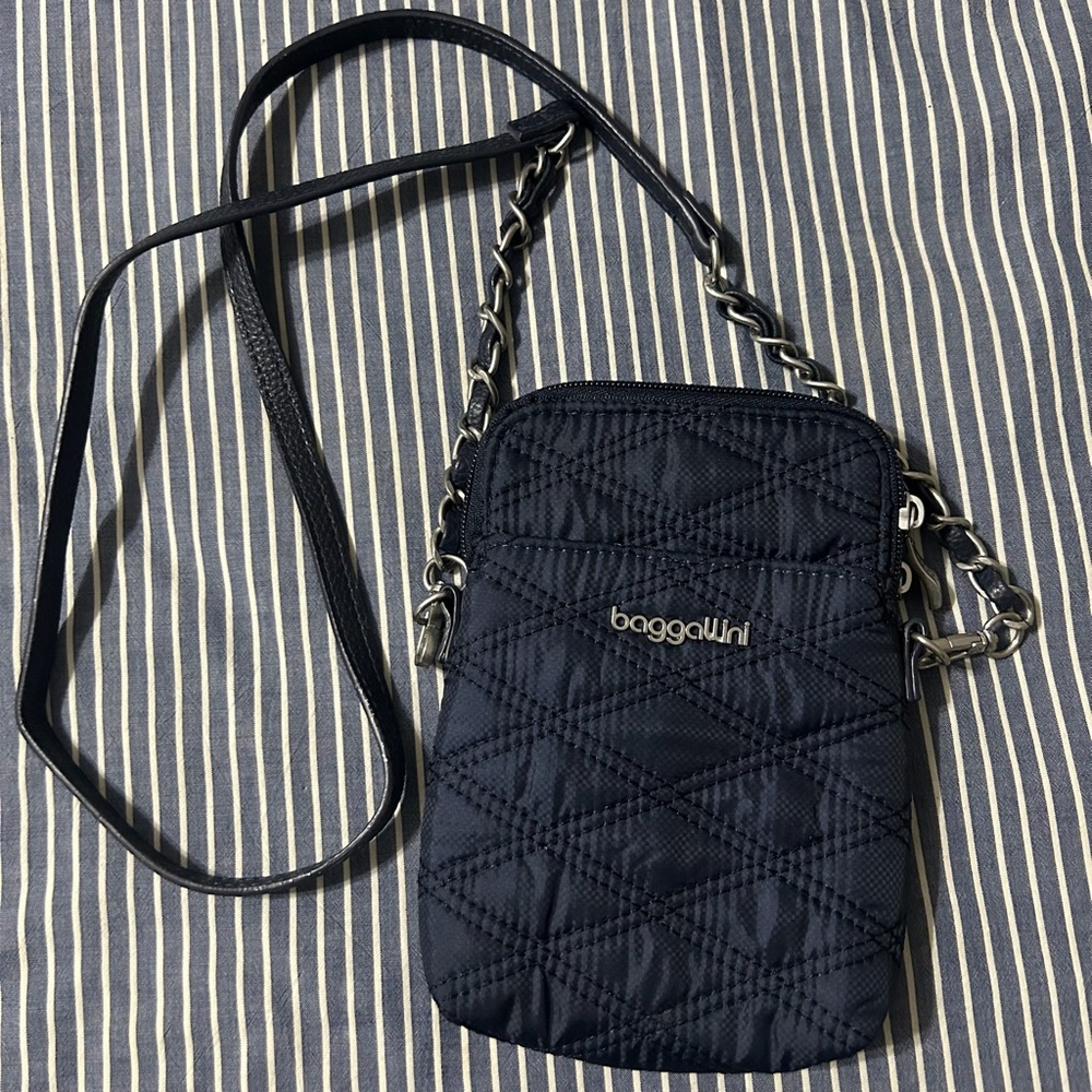 baggallini Women's Take Two RFID Bryant Small Crossbody Bag Chain Strap blue